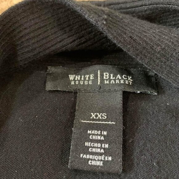 White House Black Market Duster Sweater Women’s Size XXS Black Open Front Rayon - Picture 2 of 5